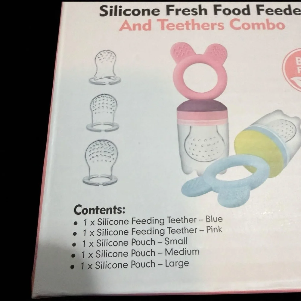 Bessentials Silicone Fresh Food Feeder and Pacifiers Combo NIB Multi Colors